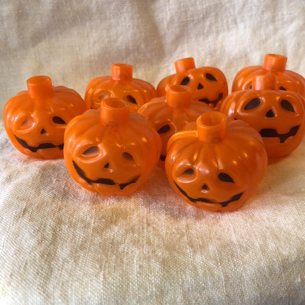 Vintage plastic pumpkin string light covers